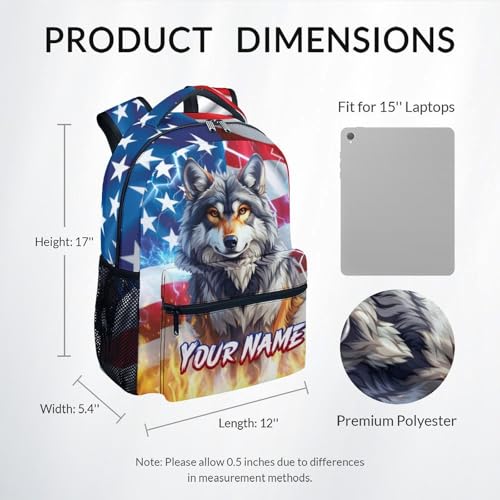 Backpack for School - 17 Inch Custom Wolf Backpack for Kids - Personalized Cool Bookbag for Primary Middle3