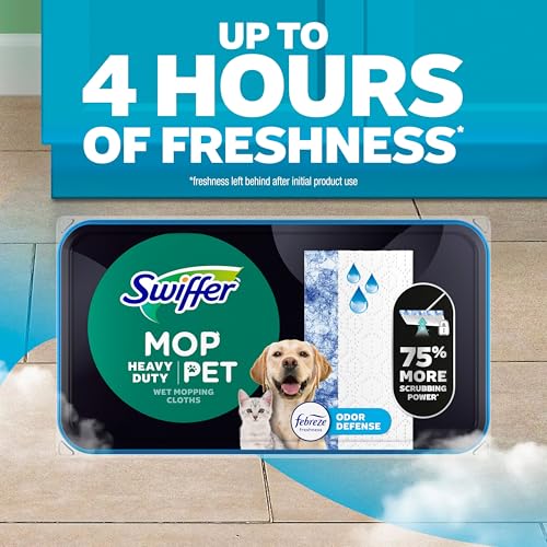 Swiffer Heavy Duty Mop Wet Multi-Surface Cloth Refills for Floor Mopping and Cleaning, Pet with Febreze Odor Defense, 20 count - image 5
