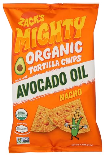 Image of Zack's Mighty Organic Avocado Oil Nacho Tortilla Chips, 7.5 OZ