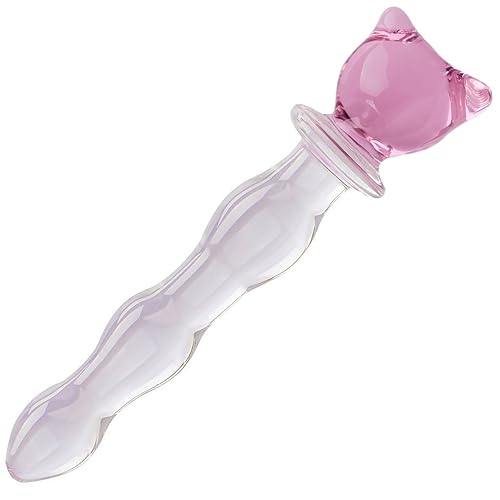 Crystal Glass Pleasure Wand Dildo Penis - AKStore - Bear/Cat, Pink - Bear Form
