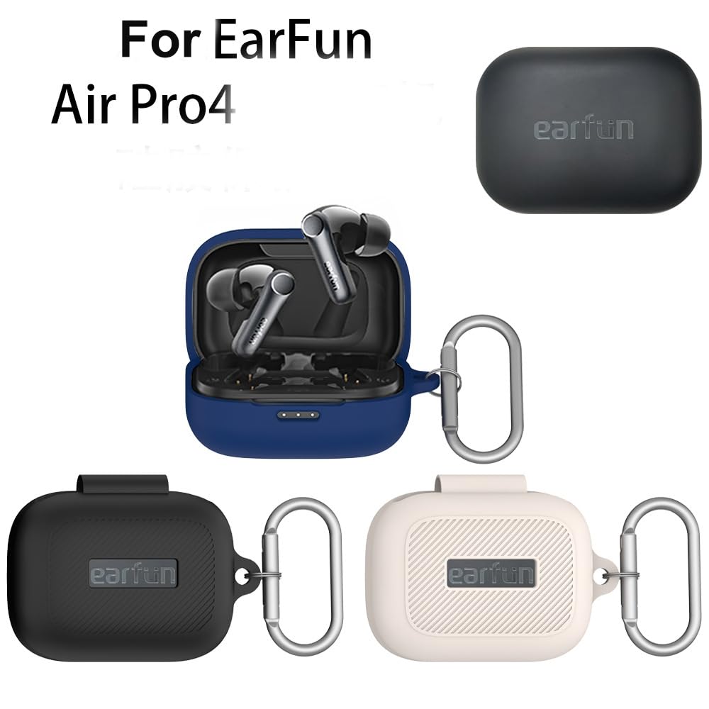 Custodia Silicone Per EarFun Air Pro 4+ – Antishock, Impermeabile, Con Moschettone E Strumento Pulente, Colore Rosso