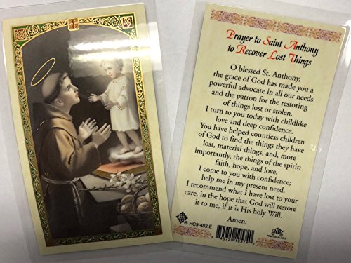 Holy Prayer Cards for The Prayer to Saint Anthony to Recover Lost Things in English