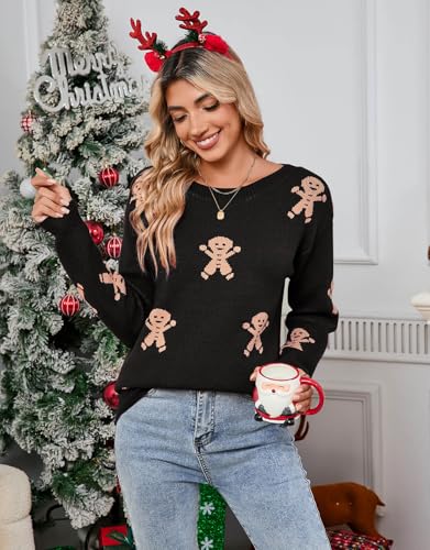Image of Women's Pullover Sweaters Cute Multi-Hearts Knitted Casual Sweater