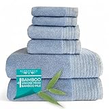BedVoyage Luxury Bath Towels Set of 6 - Ultra Soft Plush Bathroom Towel Set - Highly Absorbent Viscose from Bamboo Bath Towels Ultra Soft - Spa Towel for Body - Ocean