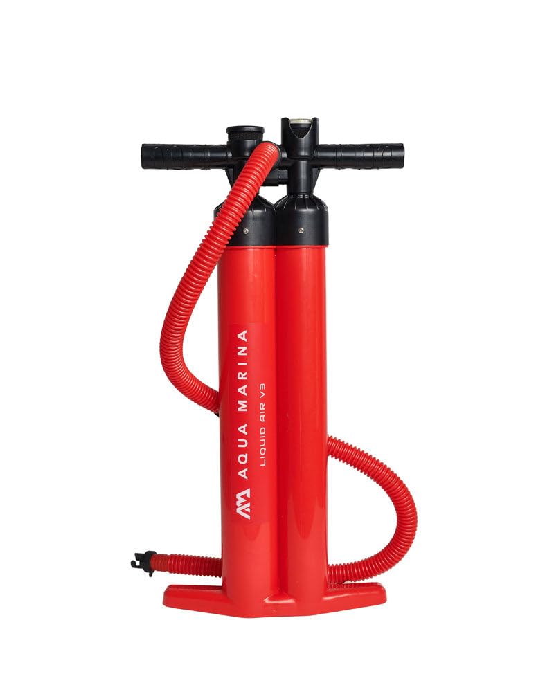 Aquamarina Premium Handpumpe Dreifach-Hub für SUPs & Kajaks, mit Manometer bis 30 psi Liquid AIR V3 Stand Up Paddle Board Pumpe, rot, Uni