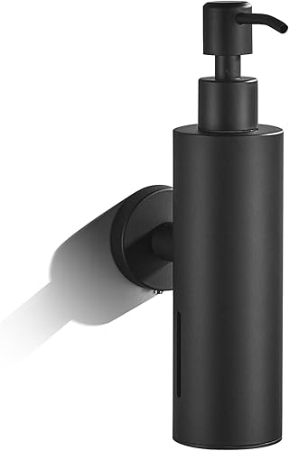 TINYROW Dispensador de jabón montado en la pared, dispensador de jabón bomba de acero inoxidable, dispensador de jabón negro pared para baño