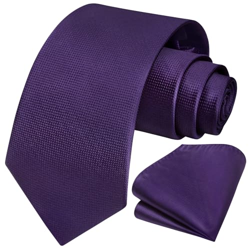 Image of HISDERN Ties for Men Solid Tie Handkerchief Set Classic Woven Silk Business Polka Dot Mens Ties Necktie Wedding Party