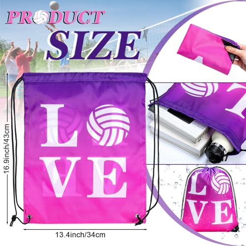 Reginary 24 Pcs Volleyball Drawstring Backpack Volleyball Gift Bags Cinch Sport Gym Travel Sack Bag for Men Women (Pink)2