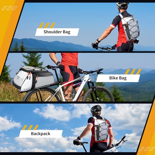 Image of WOTOW Bike Rear Rack Bag - 10L Large Full Reflective Waterproof Trunk Bag, Multifunctional Bicycle Ebike Back Seat Cargo Carrier with Shoulder Strap(Full Reflective)