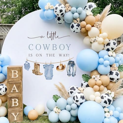 Western Baby Shower Decorations - A Little Cowboy Is on the Way Sign Decal for Backdrop Balloons Arch A Little Cowboy Is on the Way Baby Shower Western Birthday Party Decorations 1st Party Supplies