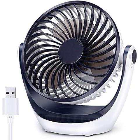 Aluan Desk Fan Small Table Fan with Strong Airflow Quiet Operation Portable Fan Speed Adjustable Head 360°Rotatable Mini Personal Fan for Home Office Bedroom Table and Desktop 5.1 Inch Cover