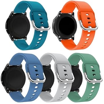 LeyuBand Pacote com 5 pulseiras de silicone de 20 mm compatíveis com Amazfit Active 2/Active/GTR Mini/GTS 2 2e 3 4/GTS 2 4 Mini/Bip 3/3 Pro/Bip U Pro/Bip S Lite Smartwatch feminino e masculino