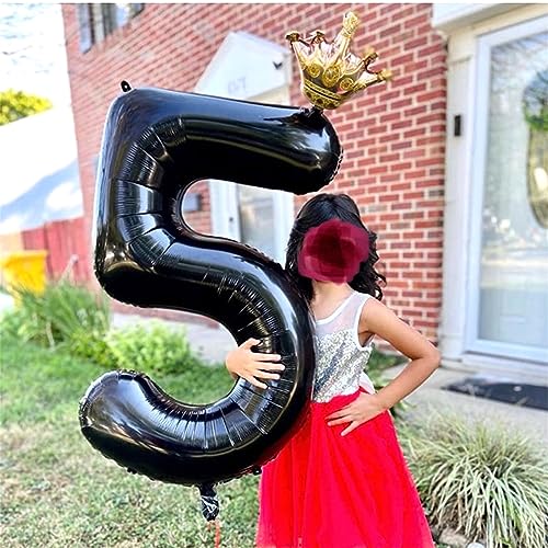Image of Crown Black Number 0 Balloons for Girls, 40 Inch Foil Large, Crown 0-9 Set Number Balloon for Boys Birthday Party Baby Shower Anniversary Graduation New Year Party Decoration Supplies
