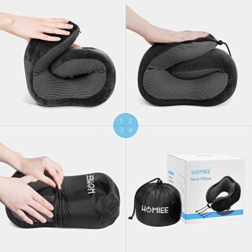 HOMIEE Reise Nackenkissen, Orthopädisches Nackenkissen, Schlafen Memory Foam Stoff Ergonomisches Nackenstützkissen für optimalen Komfort durch Beste Memory Foam Technologie - Image 6