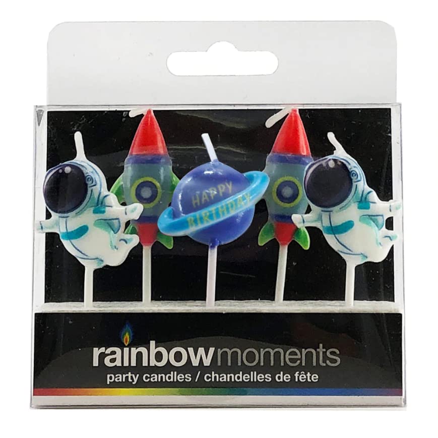 Space Theme: Spacemen, Rockets & Planet Shape Candles - Pack of 5