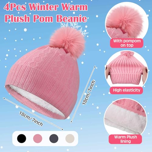 12 Pcs Kids Winter Beanie Hat Gloves Scarf Set for 3-5 Toddler Pom Fleece Scarf Knit Cap Children for Boys Gift Girls2