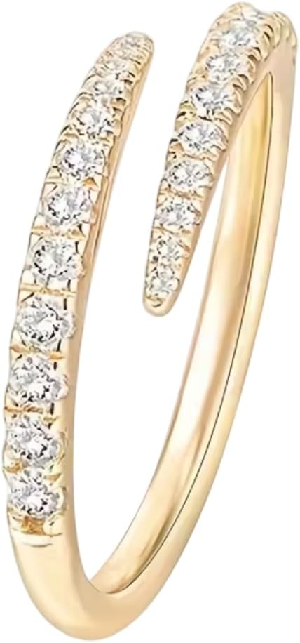 HANDMADE Round Cut Moissanite Women's Bypass Adjustable Toe Ring, 925 Sterling Silver, 14k Yellow Gold Plated