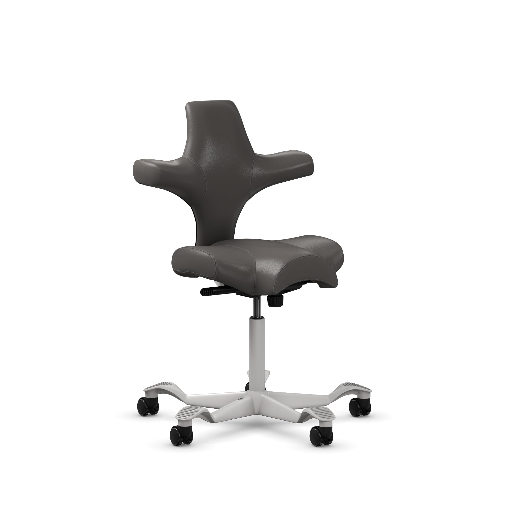 HAG Capisco Standard Chair-Silver Frame-Upholstered Gray Ash Vinyl