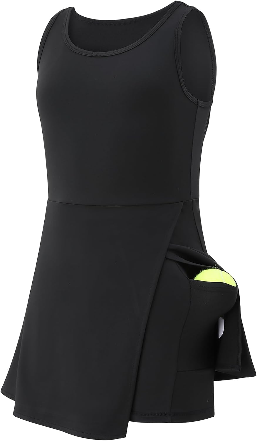 Little Girls Golf Tennis Sports Round Neck Sleeveless Athletic Active Dress with Safety Shorts and Pockets - Image 4