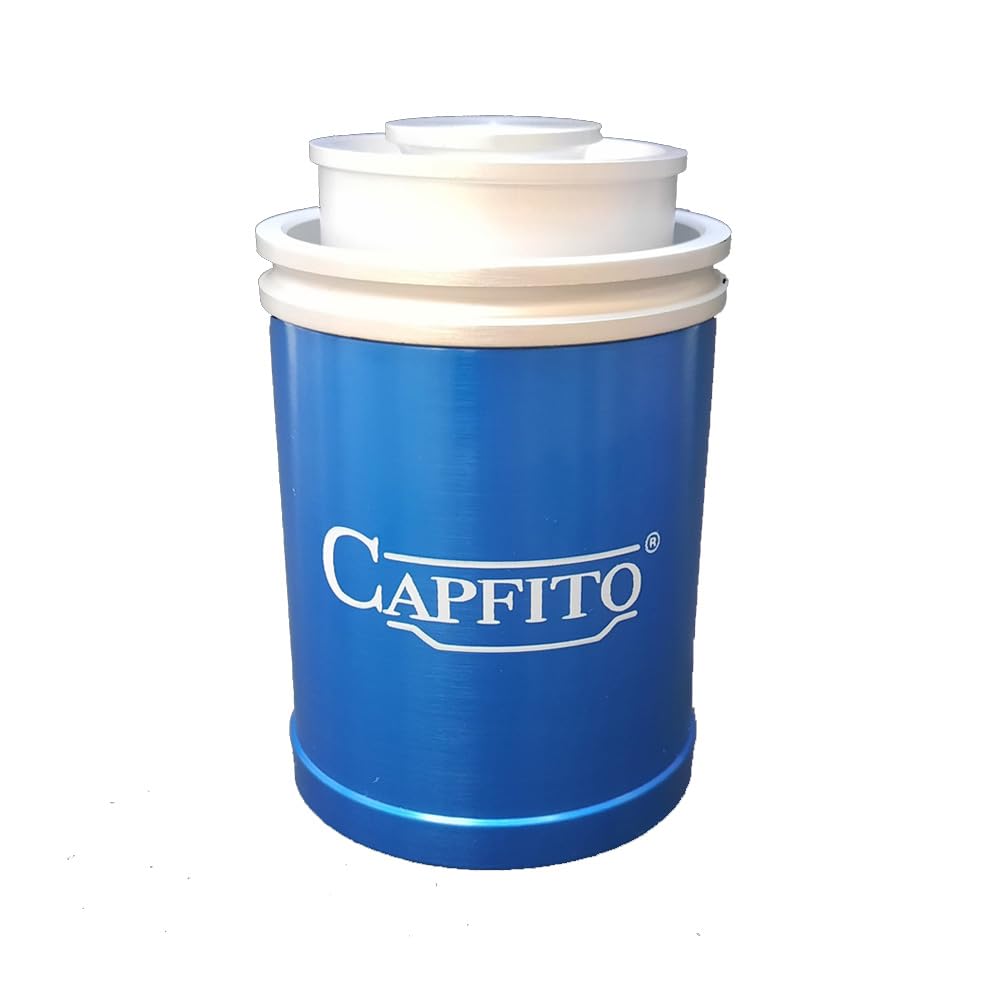 Kit, Cápsula reutilizable para máquinas compatible Nespresso (original), [1 Capfito + 12 cápsulas reutilizables de polipropileno +100 discos de aluminio] (azul)