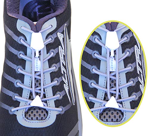 Yankz! Laces - Elastic No Tie Shoelaces, One Size Fits All, No Tie Shoe Laces (Grey W/White Locks)