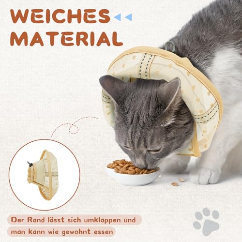 Supet weicher Katzenkegel-Halskragen,Luftgewebe-Katzen-Erholungskegel nach Operation um Lecken zu verhindern, einstellbar, atmungsaktiver Katzenhalskegel als Alternative für kleine Kätzchen und Katzen