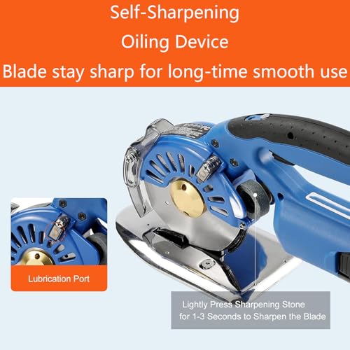 Cordless Electric Fabric Cutter, 5-Speed Rotary Cutting Machine, 40mm Cutting Thickness, Ideal for Multi-Layer Cloth & Leather, Includes 2 Rechargeable Batteries for Enhanced Portability