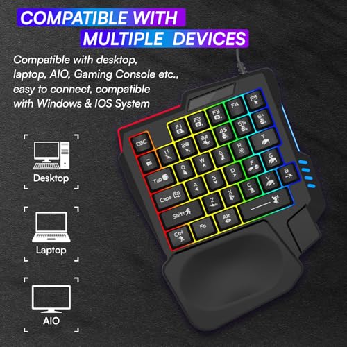 Image of Mobile Game Mini Gaming Keyboard | One Handed Portable Mini Gamer Keypad for Game Controller for Gamer (Gaming Keyboard)