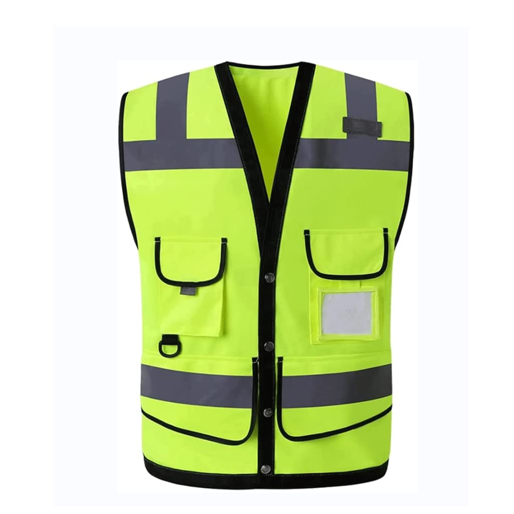 Chaleco de Seguridad Unisex Trabajo de construcción Chaleco Reflectante Multibolsillo Traje Reflectante de Alta Visibilidad