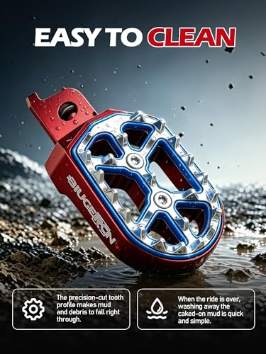 Image of JFG RACING Dirt Bike Foot Pegs,Double Deck CNC Rest Pedal Footpegs for CR125 CR250 02-11 /CRF150R 07-24 /CRF250R 04-24 /CRF300L 21-24 /CRF450R 02-24 /CRF250X CRF450X CRF250RX CRF450RX-Red