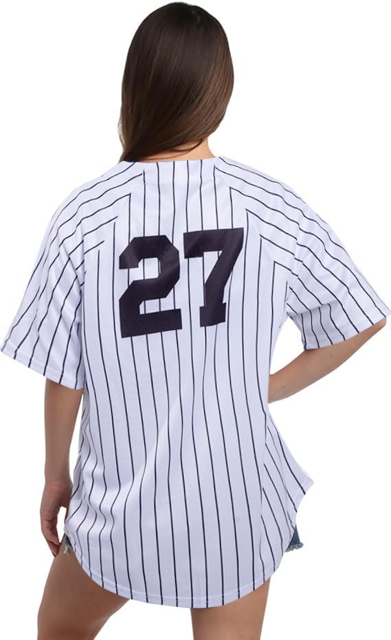 Baseball Jersey for Women Baseball Player Shirt Oversized Striped Button Down Hip Hop Shirt Top - Image 4