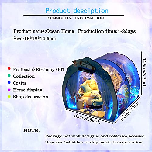 SEPTEMBER-EUROPE DIY Puppenhaus Mini Ocean Tunnel Haus Kit Miniatur mit Möbel Holz Puppenhaus Kit Kreative Zimmer mit… – Bild 3