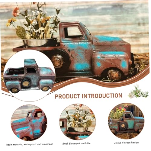 Résine décorative pour jardin extérieur et pot de fleurs camion rétro - 7