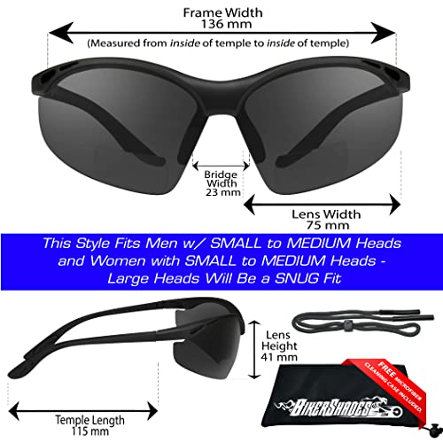 Bikershades Safety Bifocal Sunglass Reader w/Strap Men Women Wrap-Around2
