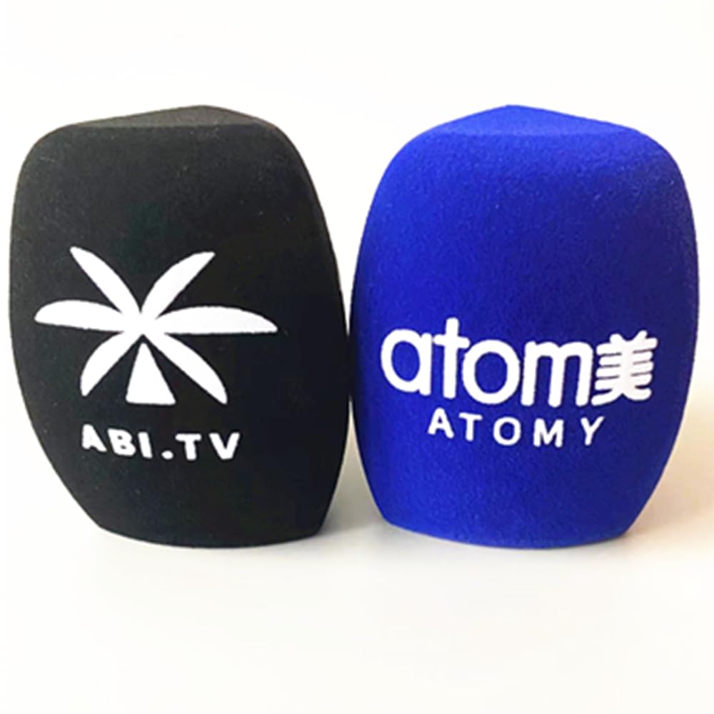 Personalizar Logo para Mic Micrófono de Espuma Parabrisas Esponja Cubiertas para Micrófonos de Entrevista de TV 5pcs (Blue)
