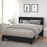 Allewie Queen Size Bed Frame with Adjustable Headboard, and Waterproof Faux Leather Upholstered...