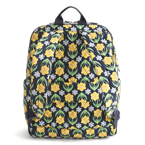 Image of Vera Bradley Women's Premium Cotton Large Bancroft Backpack, Daffodils, One Size