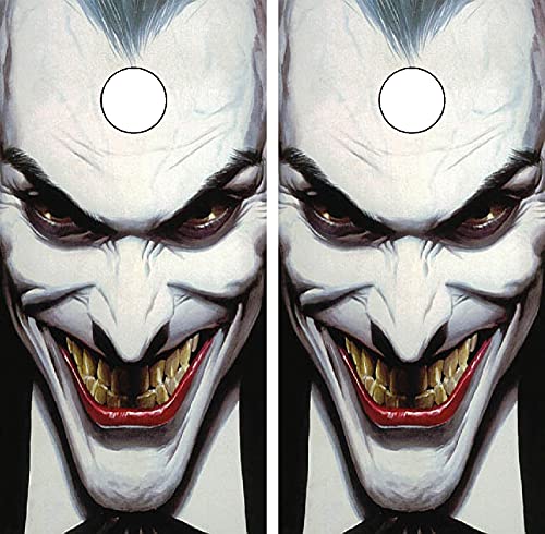C33 Evil Clown Cornhole Board WRAP Wraps Laminated Board Boards Decal Set Decals Vinyl Sticker Stickers Bean Bag Game Vinyl Graphic Tint Image