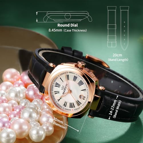 marvin Watches for Women Swiss Women's Wrist Watch with Silicone and Leather Strap,Rose Glod-Tone Stainless Steel Case,Quartz Movement,50M Waterproof4