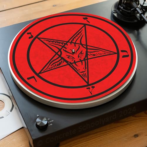 Heavy Metal Pentagramm für Plattenspieler | Weich Hochwertiger Filz Turntable Matte | Baphomet 666 Thrash Punk Rock Schwarzer Vogel Plattentellerauflage | Produziert in Berlin von Concrete Schoolyard Heavy Metal Pentagramm für Plattenspieler | Weich Hochwertiger Filz Turntable Matte | Baphomet 666 Thrash Punk Rock Schwarzer Vogel Plattentellerauflage | Produziert in Berlin von Concrete Schoolyard