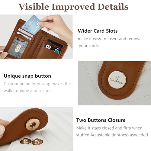 Small Wallet for Women Leather Bifold RFID Blocking Card Holder Wallet Compact Card Wallet Woman with Zipper Coin Pocket4