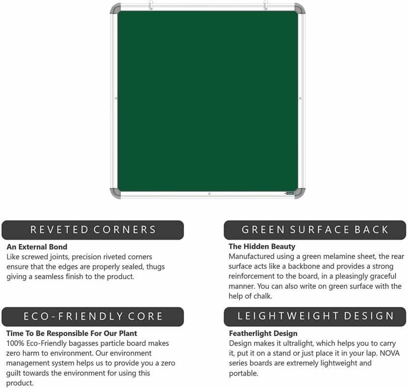 Image of Non-Magnetic 1X1 Feet Double Sided White Board & Chalkboard Both Side Writing Boards, One Side Whiteboard Marker & Reverse Side Chalkboard Surface - Pack of 1 Piece