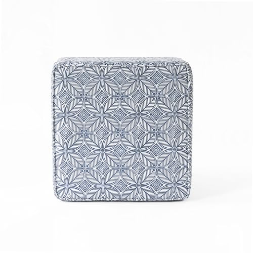 Homepop Home Decor | K7342-A874 | Classic Square Storage Ottoman with Lift Off Lid | Ottoman with Storage for Living Room & Bedroom, Blue Indigo Print by HomePop - Image 2