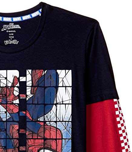 Image of Spiderman By Kidsville Boy's Plain Regular fit T-Shirt (STY-18-19-001993 Blue 3-4 Years)