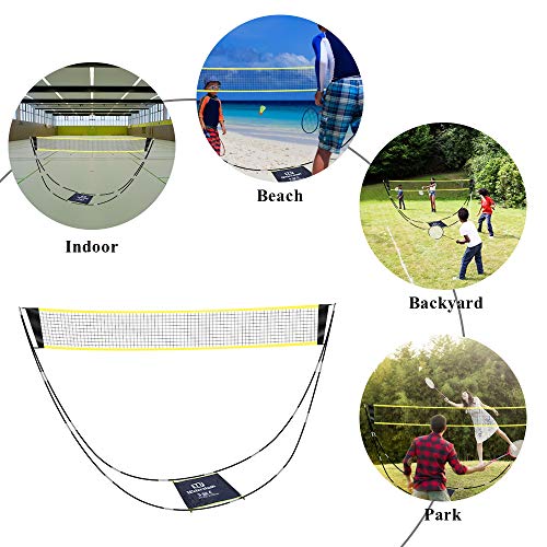 SUNBA YOUTH Badminton Net,Portable Badminton Net Set with Stand Carry Bag,Foldable Tennis Volleyball Net for Indoor Outdoor Sports, No Tools or Stakes Required