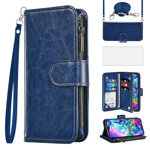 Housse LG G8X ThinQ Asuwish à bandoulière idéale pour voyager les mains libres