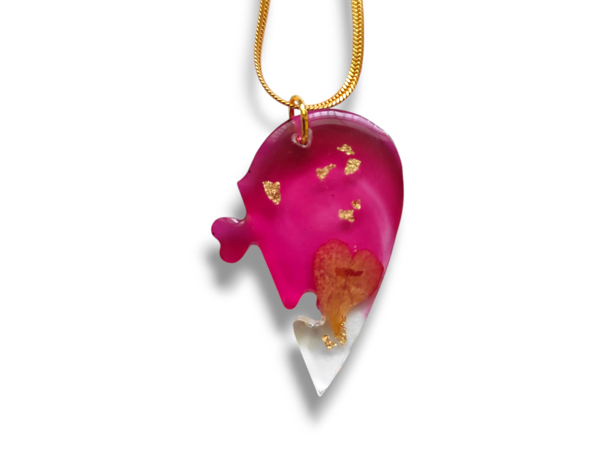 Half Heart Shape Pink Pendant Necklace - Romantic Valentine's Day Gift for Her, For all Occasions-Jewellery for Women