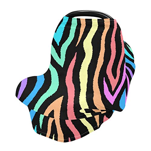 Nursing Cover Breastfeeding Scarf Colorful Zebra Print - Baby Car Seat Covers, Infant Stroller Cover, Carseat Canopy for Girls and Boys (be12a)