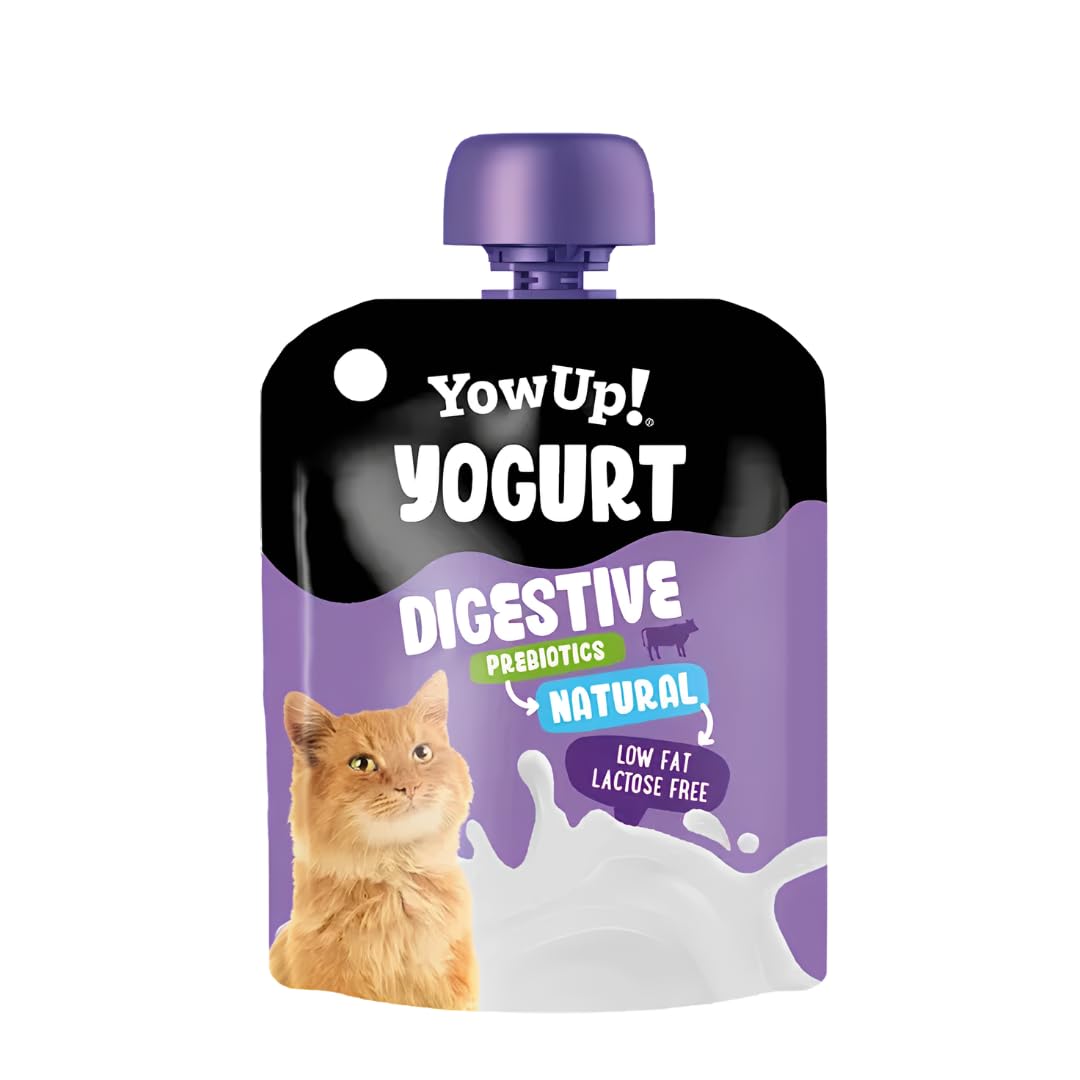 Yowup! Cat Prebiotic Yogurt Pouch - Natural Digestive Aid, Bulk 10 Pack, 85gm Each, Lactose-Free