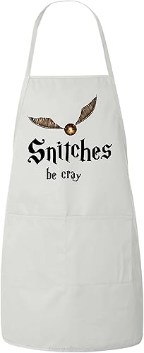 Snitch Be Cray Funny Wizard Quidd Magic BBQ Kitchen Delantal Barbacoa, Blanco